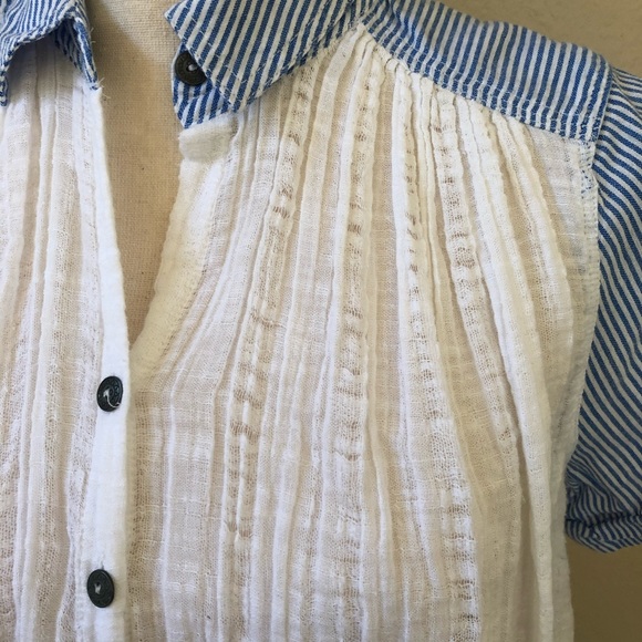 Free people, white cotton gauze with stripe shirt - Picture 2 of 8